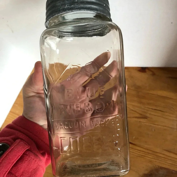 Vtg Blue Ribbon Coffee Jar - Picture 5 of 12